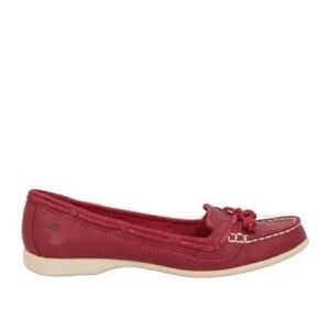 Sebago Red Leather Loafers Boat Shoes